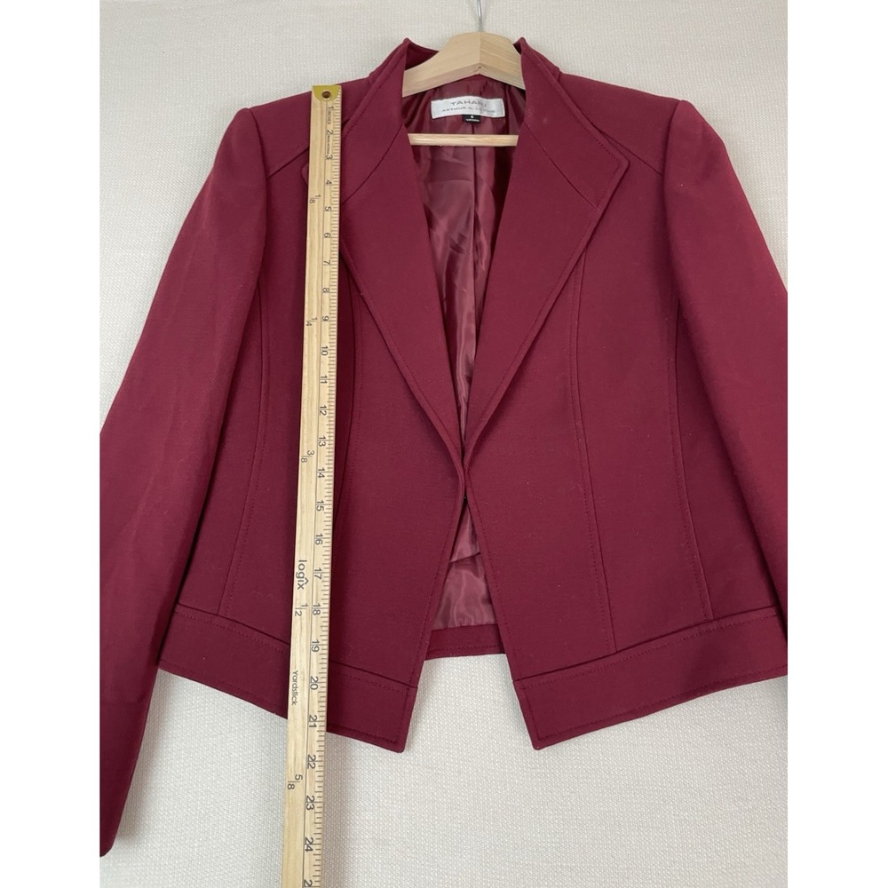 TAHARI Arthur S. Levine Women's Burgundy Blazer Jacket Size 6 Lined Career - Picture 6 of 13